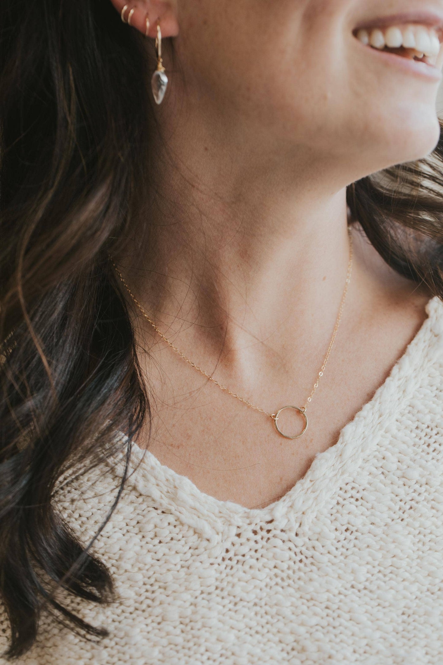 Hello Adorn - Full Circle Necklace: Sterling Silver / 18"