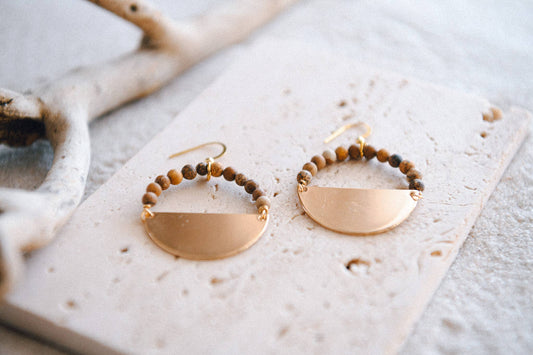 Private Label Stella Beaded Half Moon Hoop Earrings