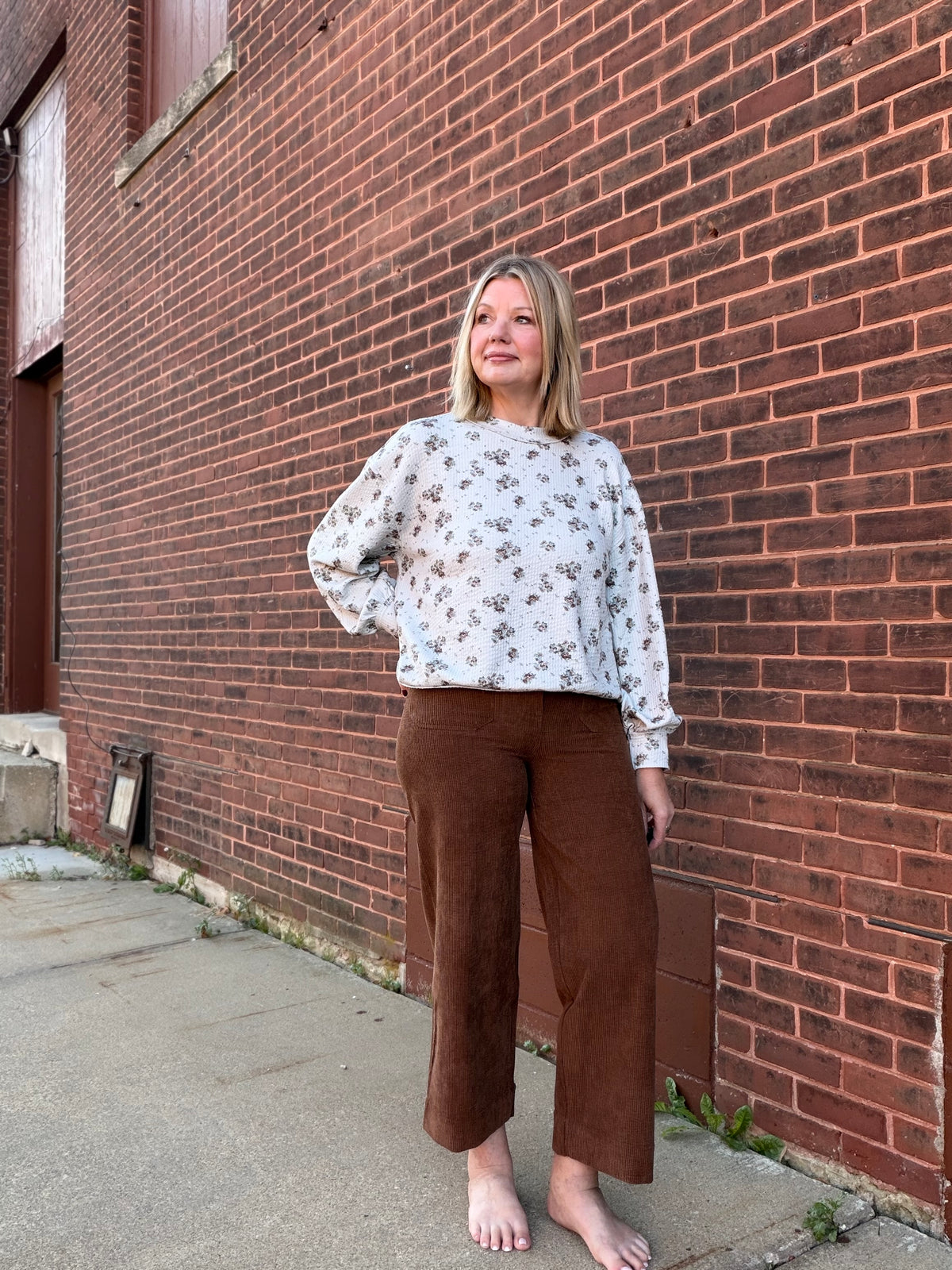 The Golden Hour Stretch Corduroy Wide Leg Crop Pants