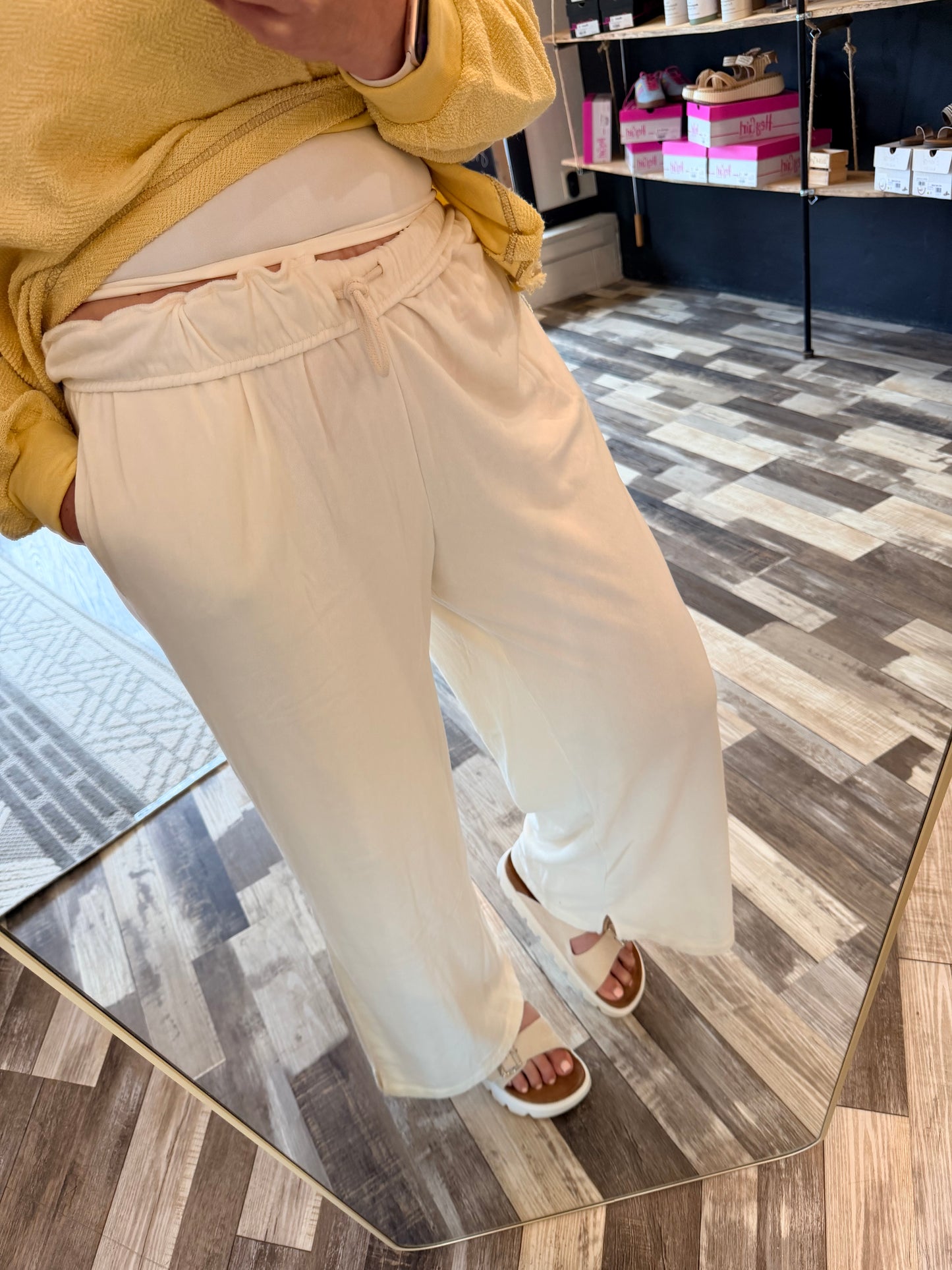 Just Roll With It Fold Over Wide Waist Sweatpant