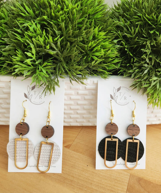 Twig & Rue - Blake| Genuine leather with wood and brass: Black / Gold findings