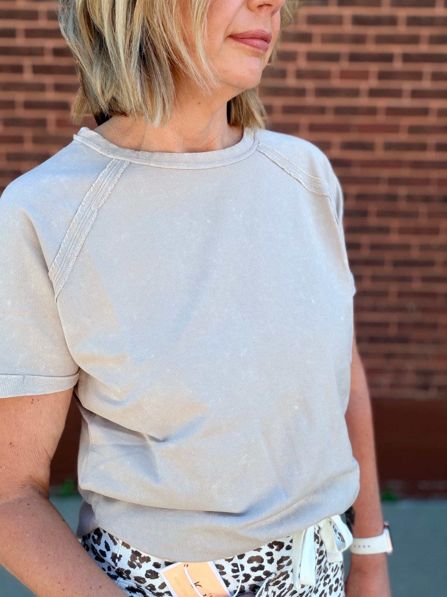 The Chrissy French Terry Washed Curved Hem Top