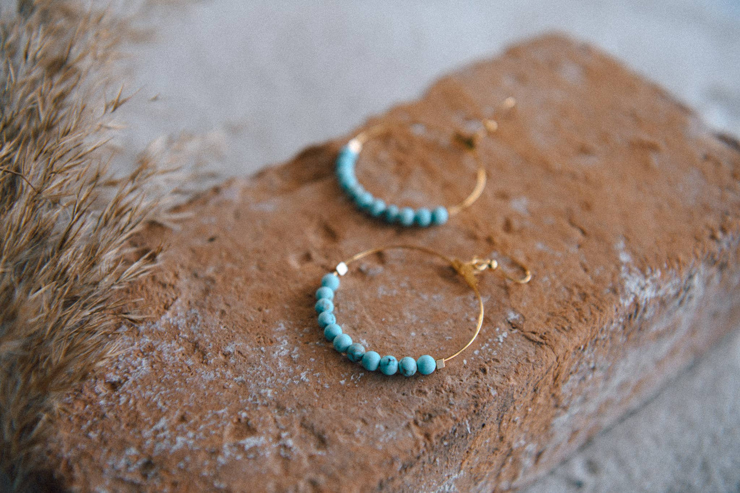 Gemstone and Gold Plated Hoop Earrings