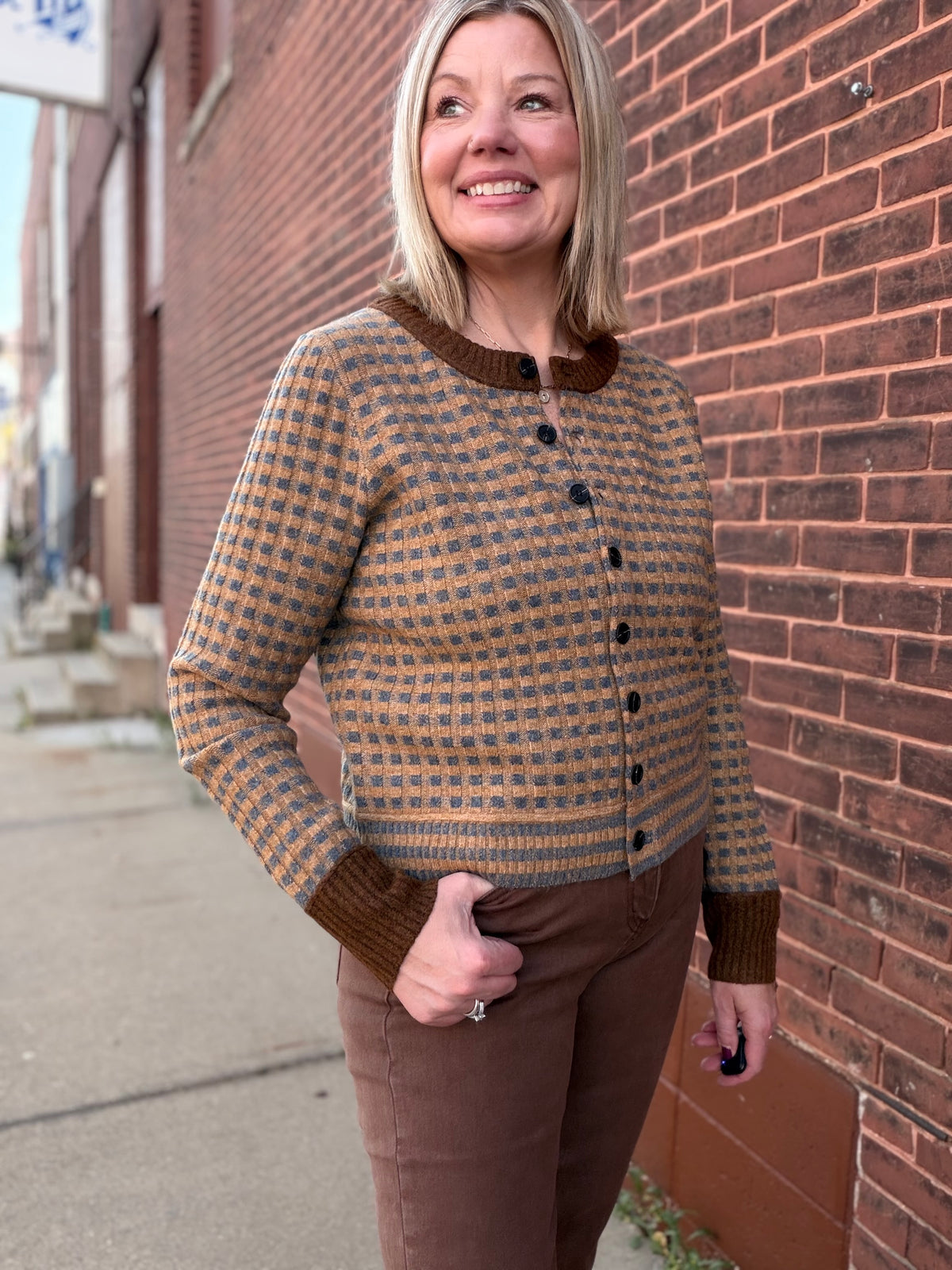 Autumn Muse Mini Check Cardigan