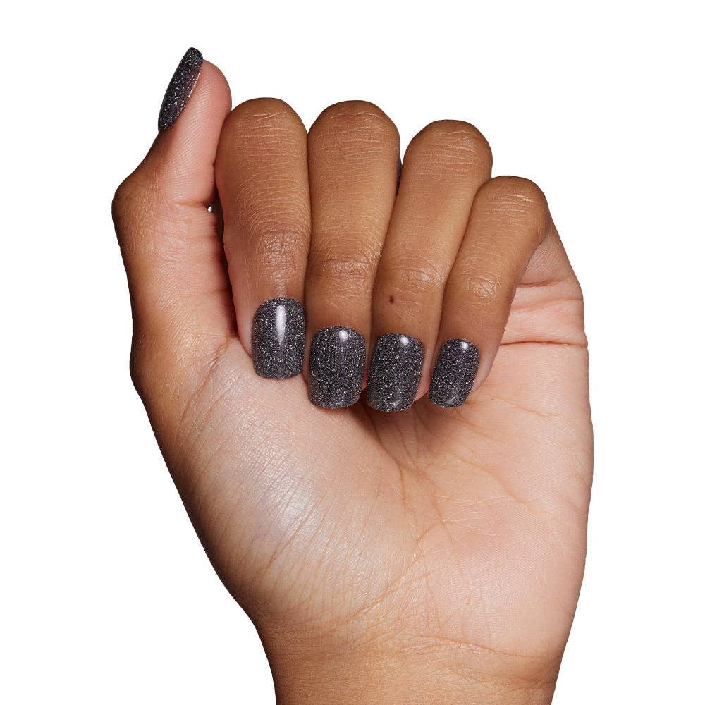 Cosmic Press-On Nails } Black Glitter | Short Squoval Shape