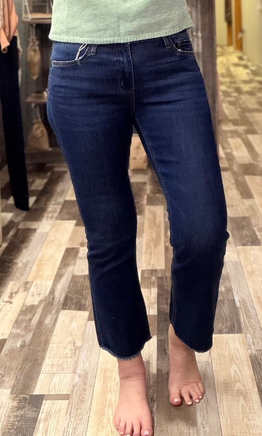 Lovervet Mid Rise Raw Hem Kick Flare