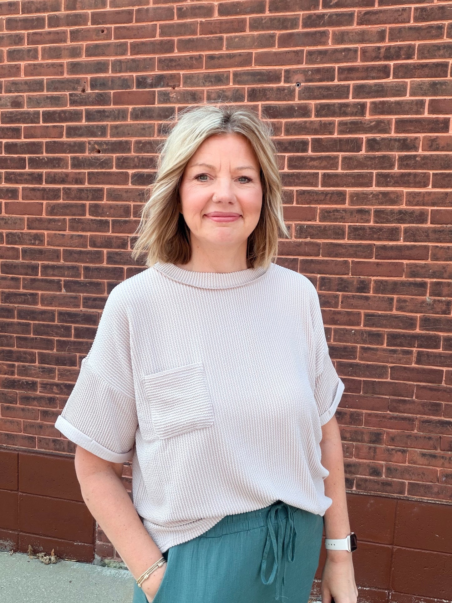 The Dixie Raised Rib Short Sleeve Top