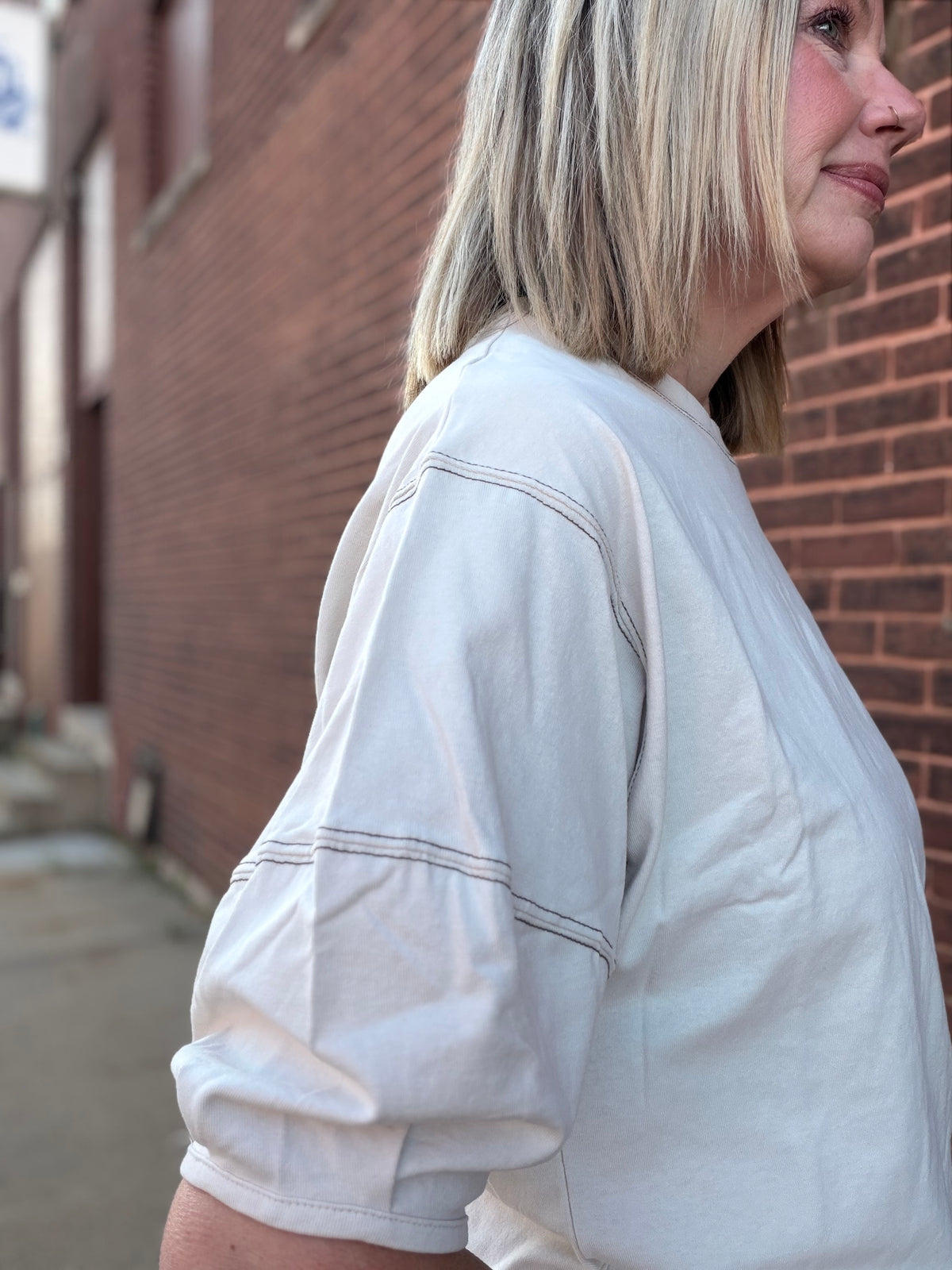 The Raya Balloon Sleeved Stitch Top