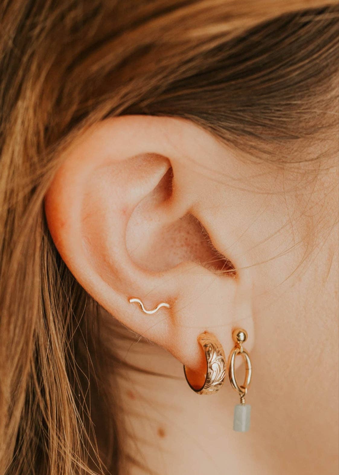 Tiny Wave Ear Climbers | 14kt Gold Fill + Sterling Silver