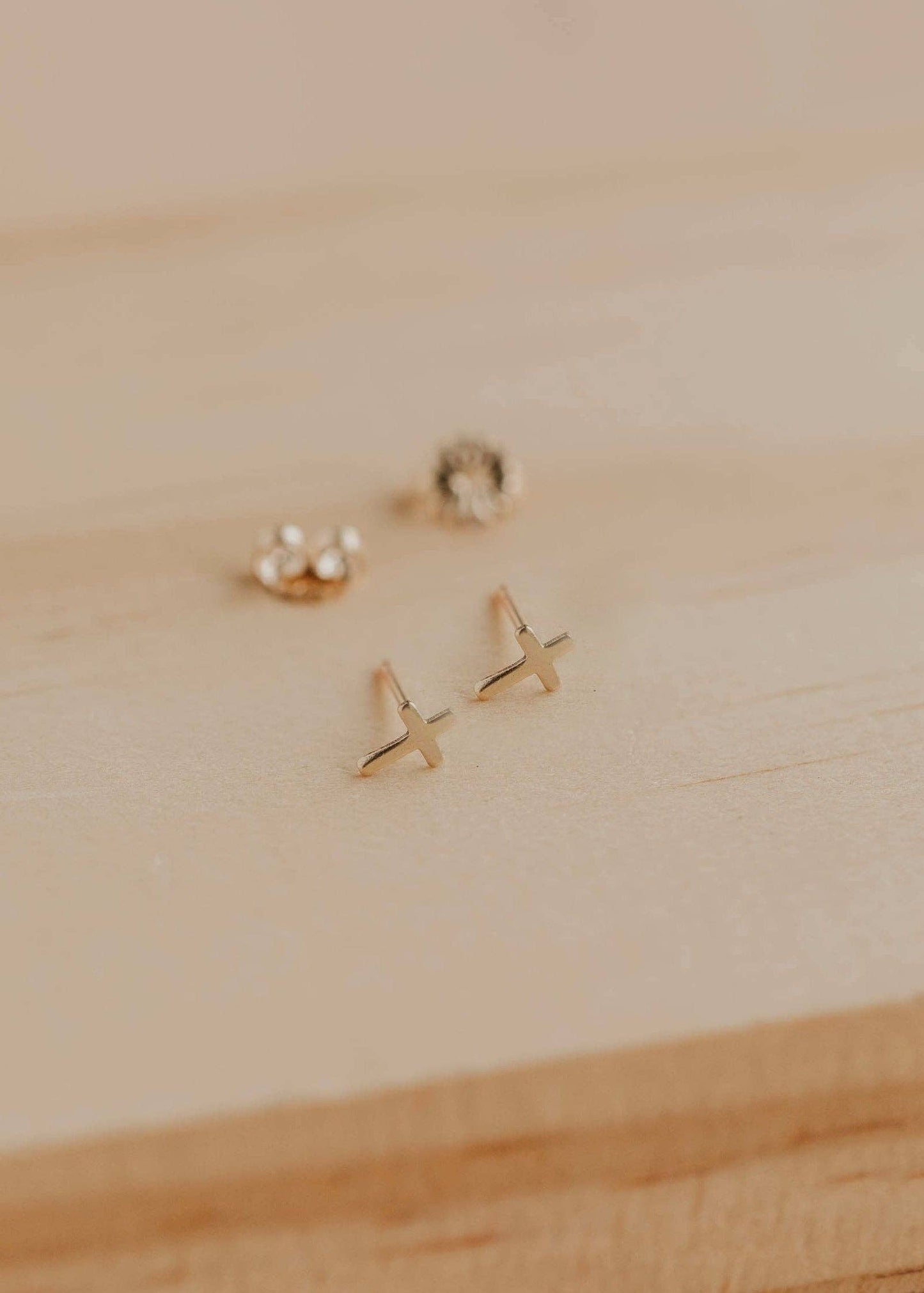 Tiny Cross Studs | 14K Gold Fill