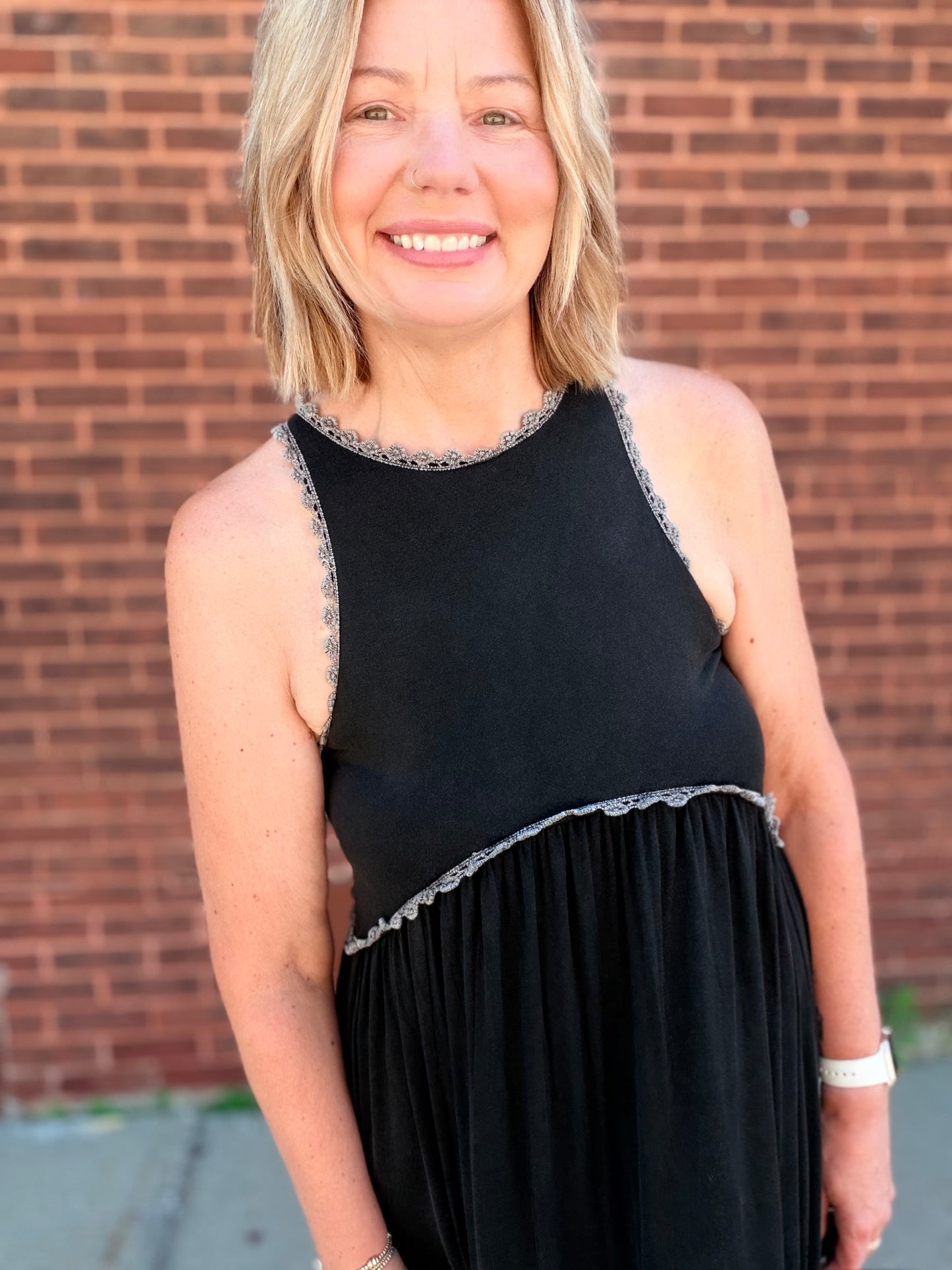 Mineral Wash Front Slit Maxi Dress