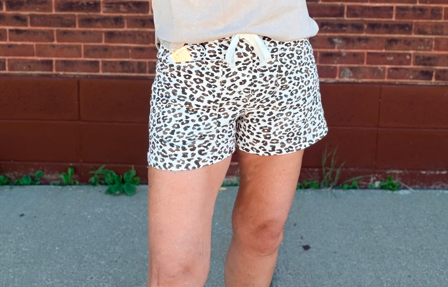 Risen Slouchy Leopard Print Patch Pocket Shorts