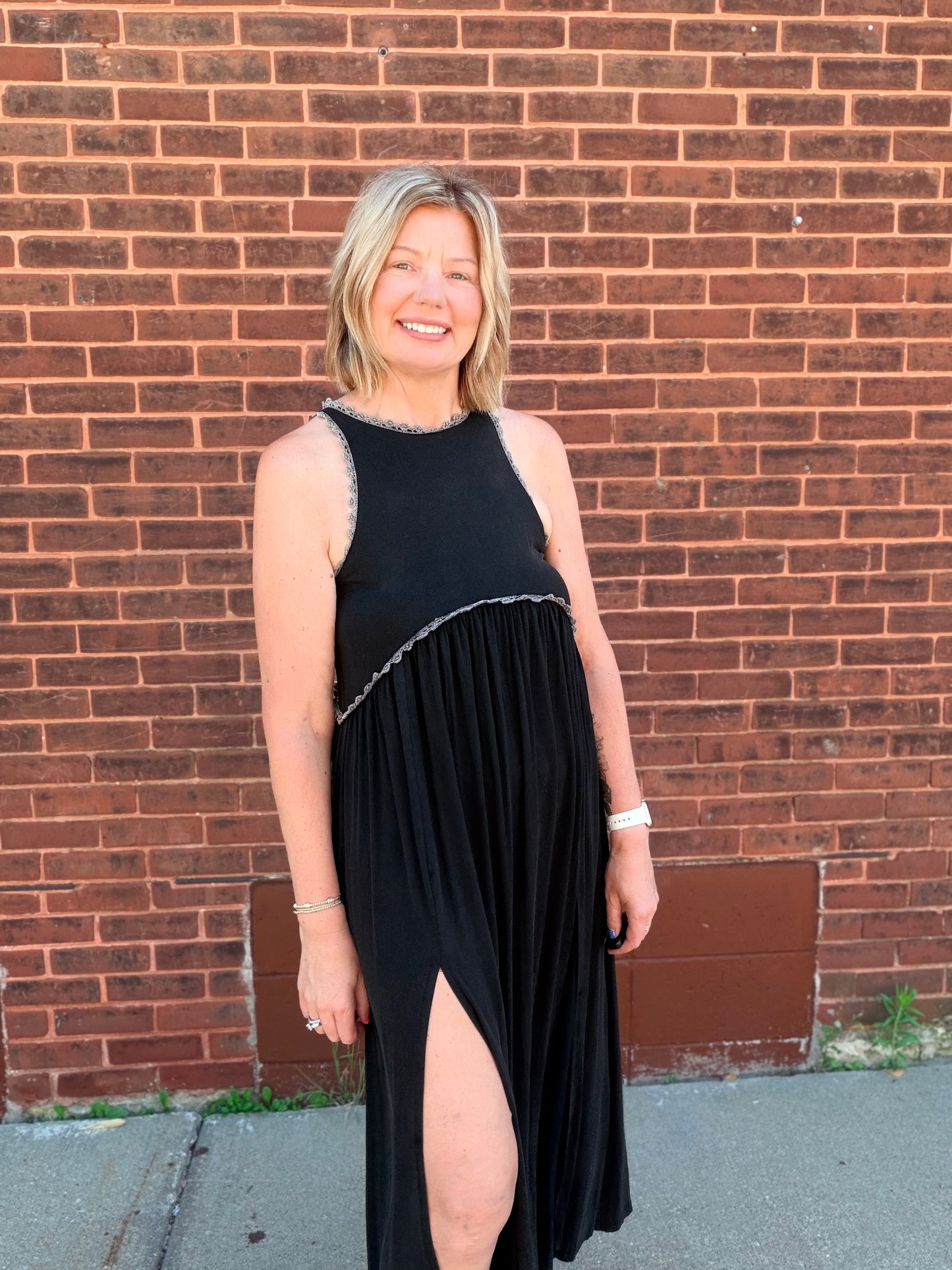 Mineral Wash Front Slit Maxi Dress