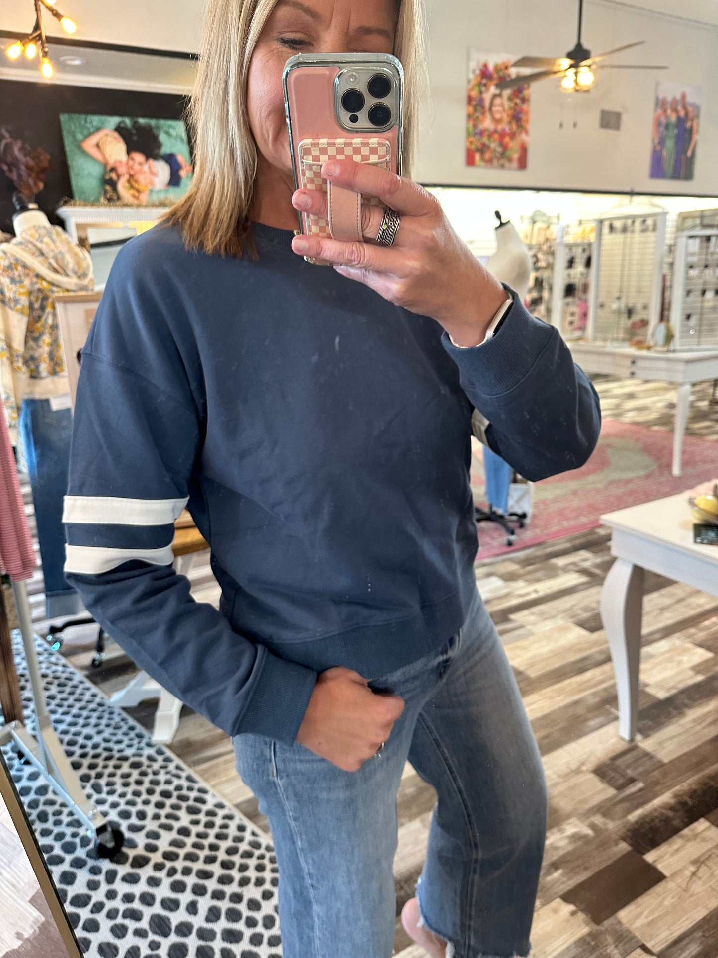 Varsity Striped Knit Sweatshirt