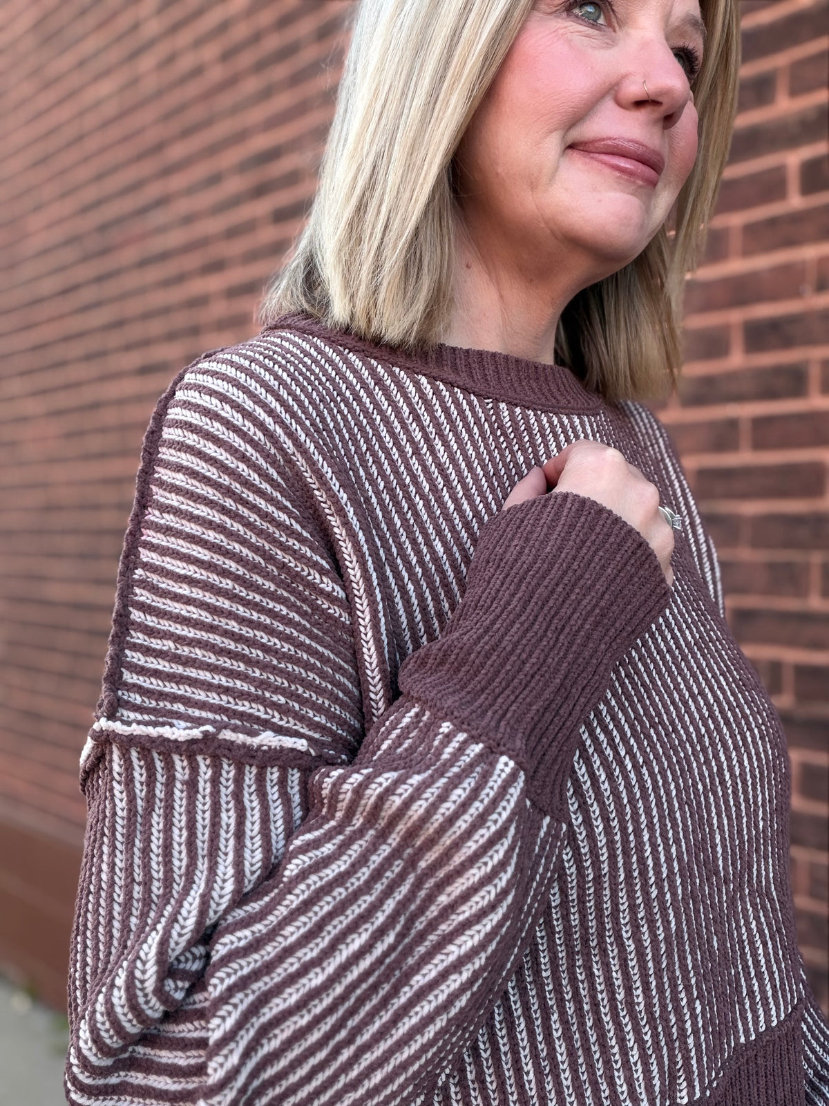 The Cozy Crush Two Tone Stripe Sweater