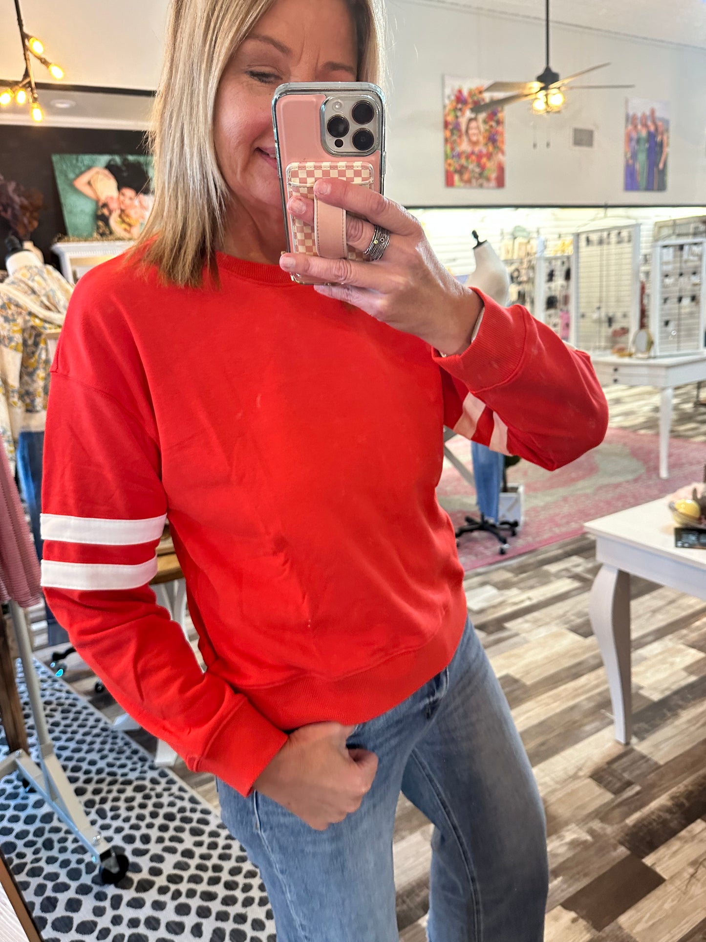 Varsity Striped Knit Sweatshirt