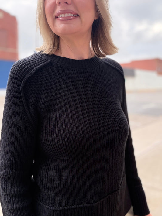 The Magnolia Raglan Long Sleeve Side Slit Sweater