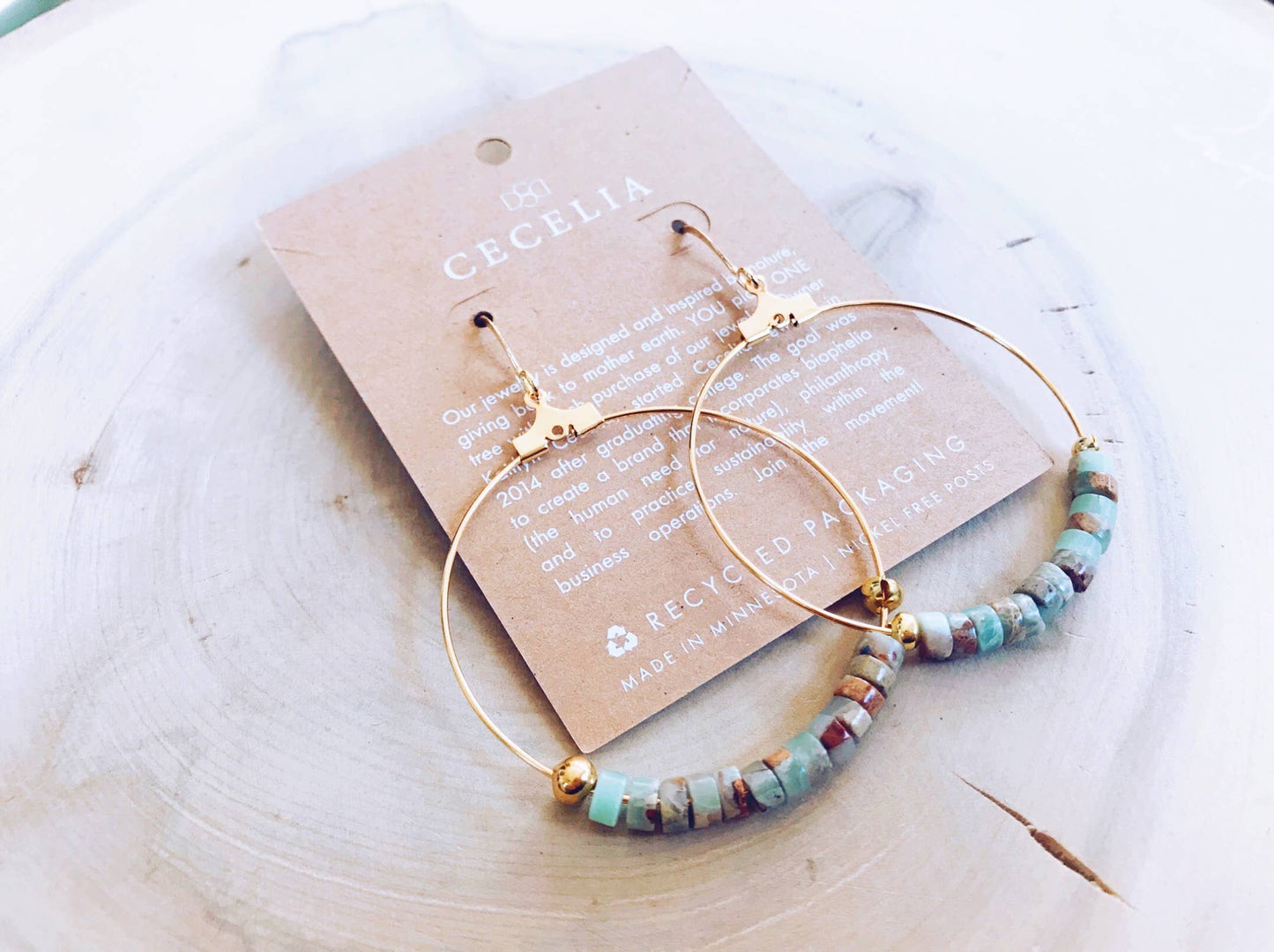 Gemstone and Gold Plated Hoop Earrings