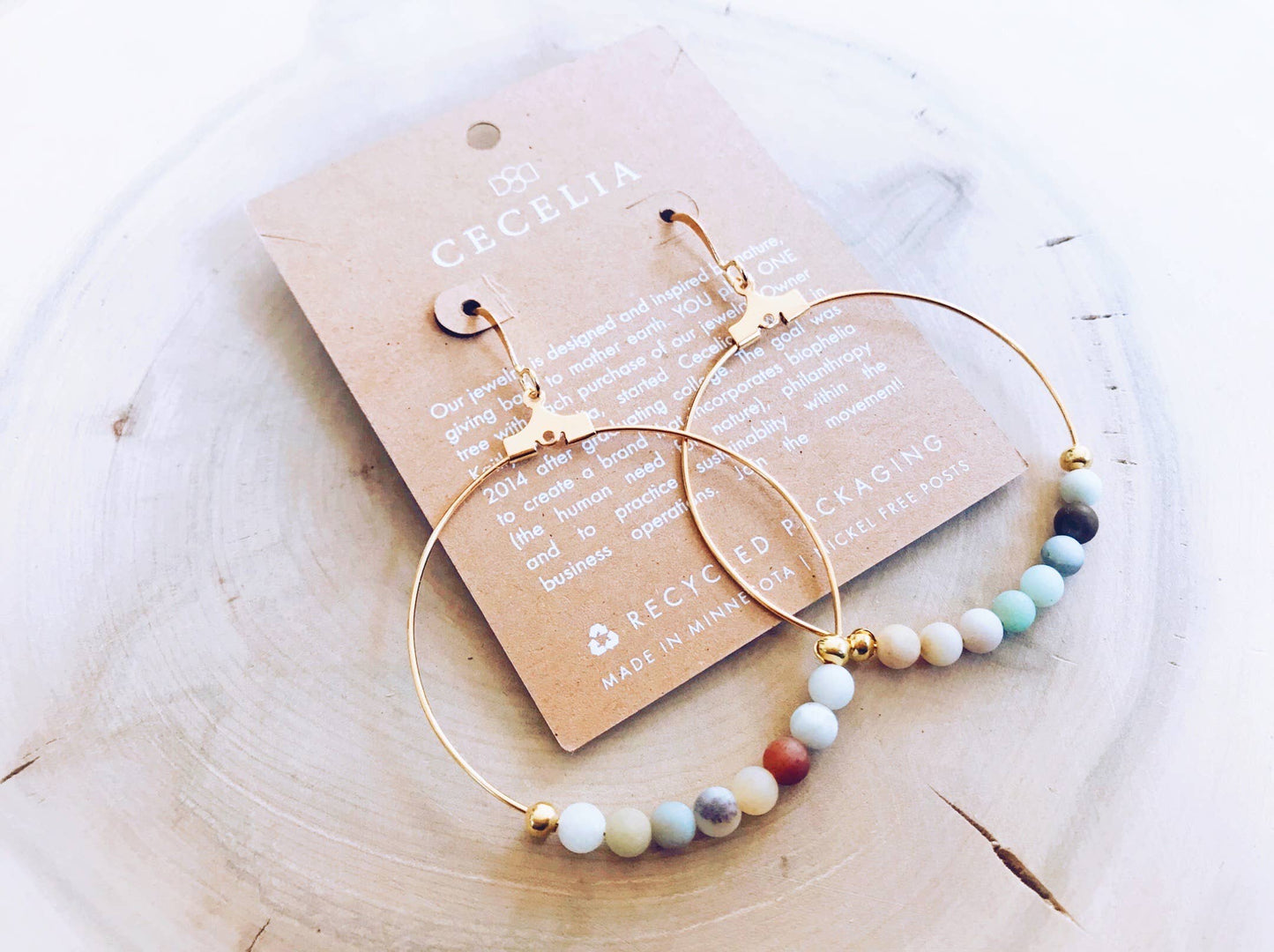 Gemstone and Gold Plated Hoop Earrings