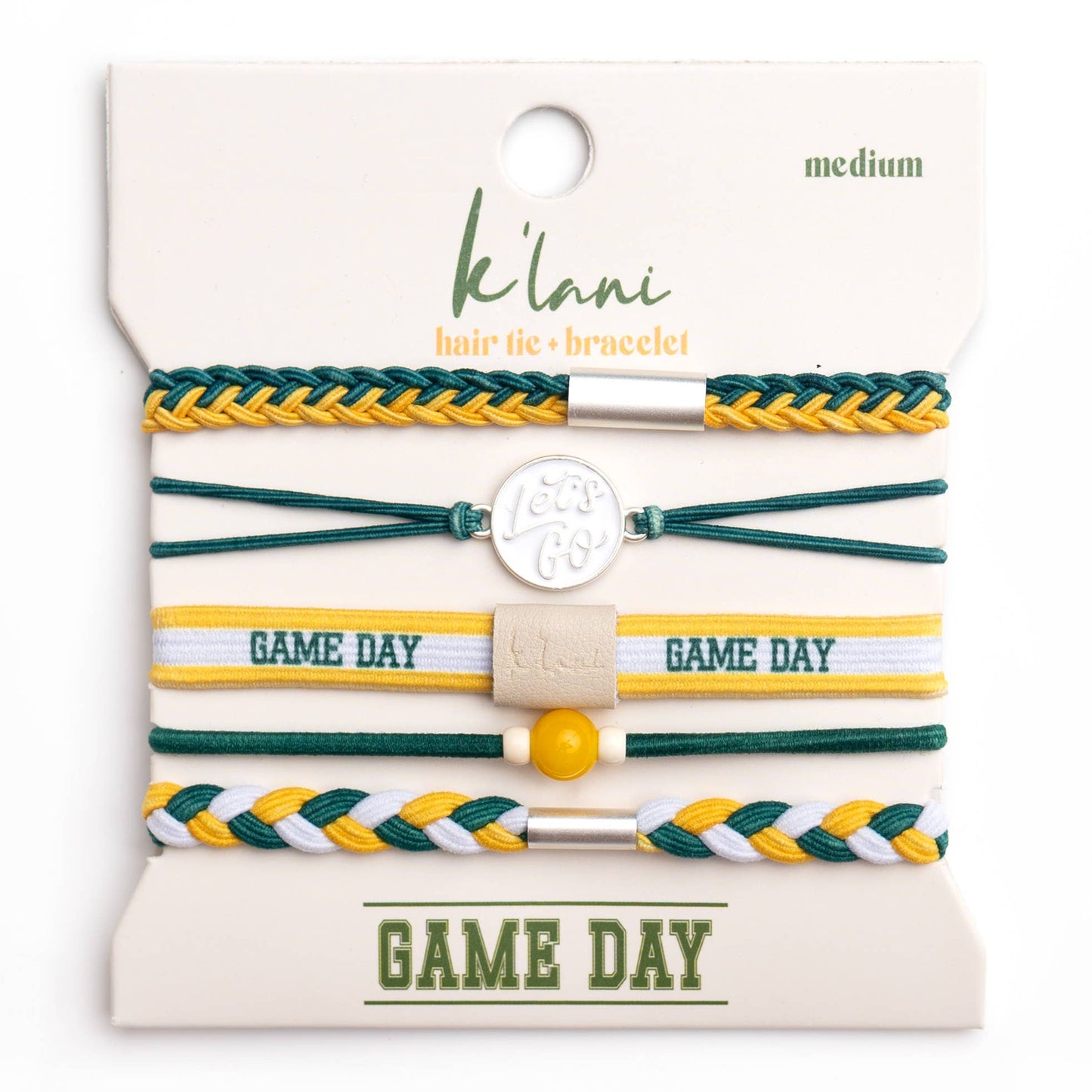 "Game Day" Green/Yellow Hair Tie Bracelet