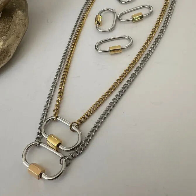 Two Tone Lock Necklace ~ Deep South Originals