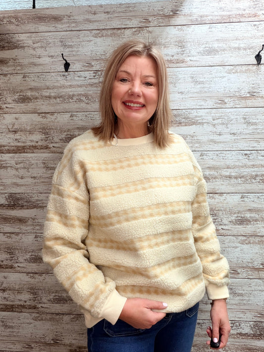 Oversized Textured Fleece Casual Cozy Top