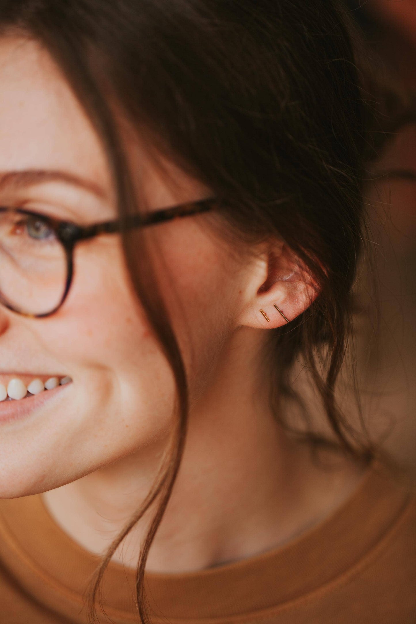 Tiny Bar Studs | 14kt Gold Fill