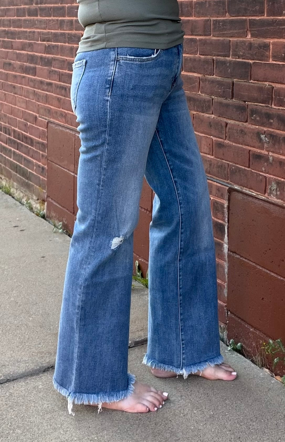 The Presley High Rise Distressed Vintage Flare Jeans by Lovervet