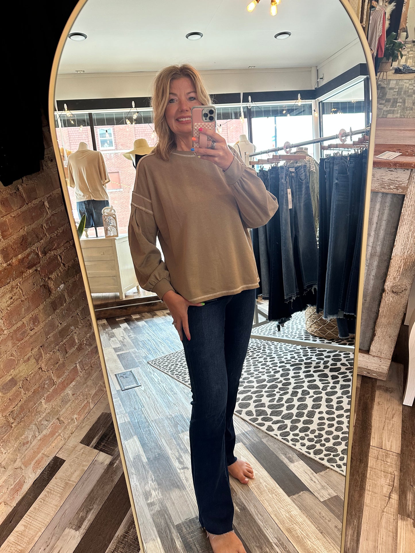 Take Your Time Puff Long Sleeve French Terry Pullover