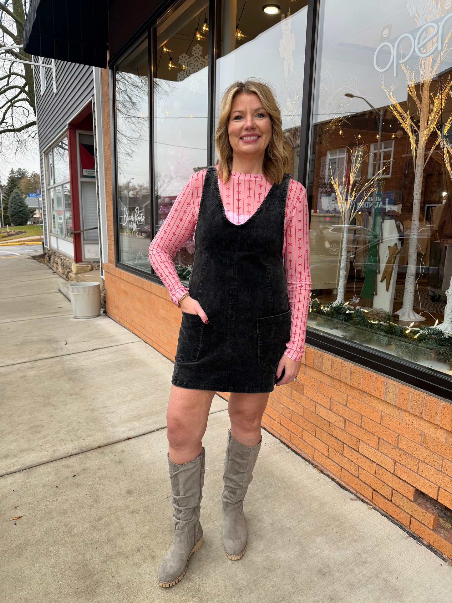 The Lindsey Snow Wash Corduroy Overall Dress