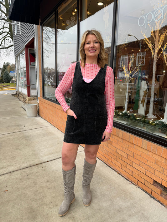 The Lindsey Snow Wash Corduroy Overall Dress