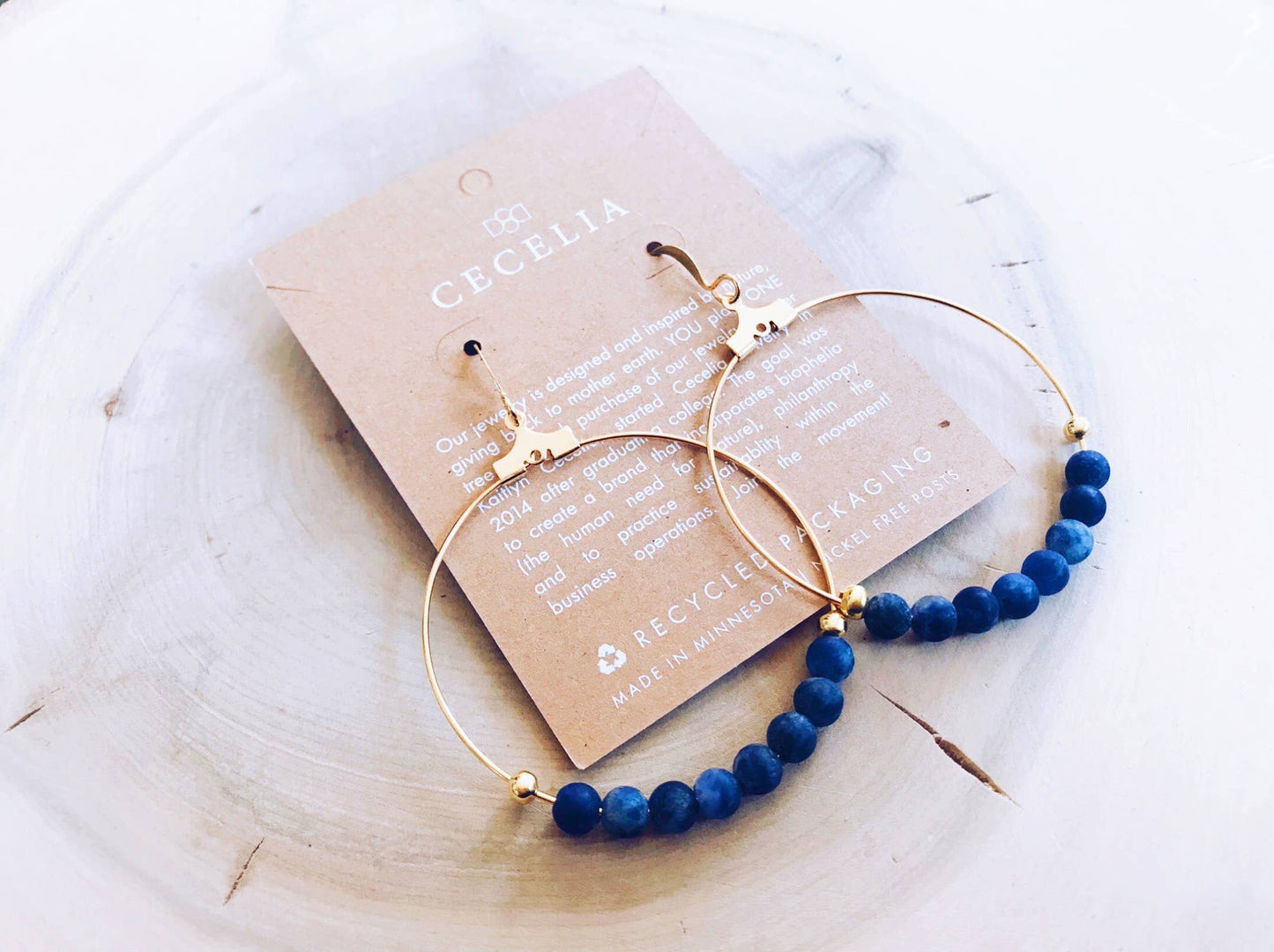 Gemstone and Gold Plated Hoop Earrings