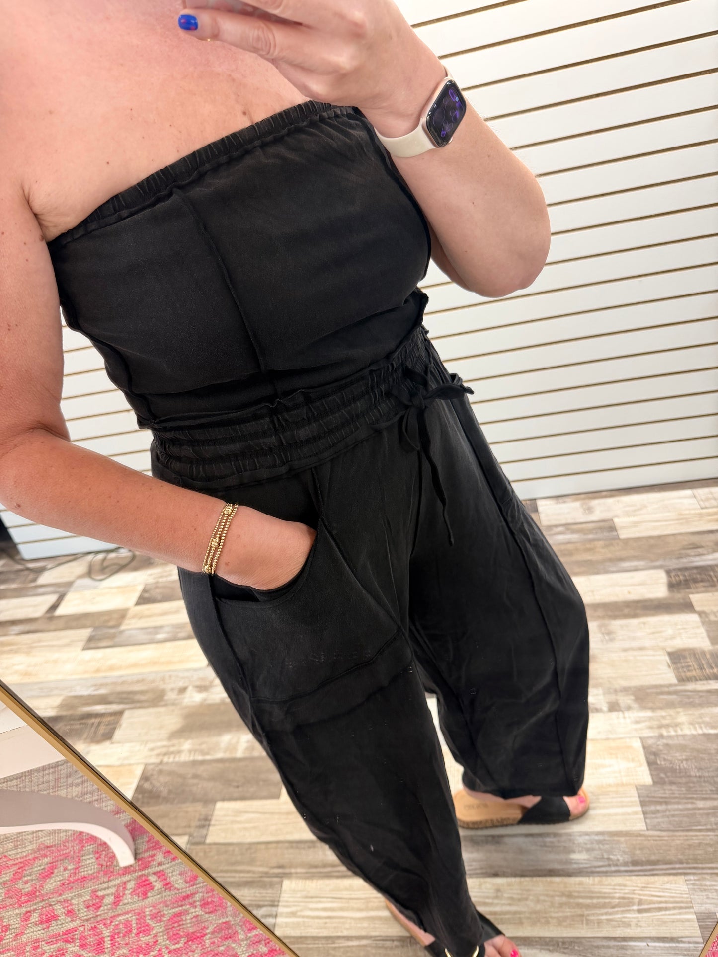 The Gwen Mineral Washed Exposed Seam Jumpsuit