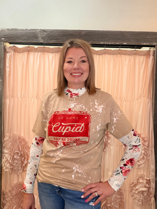 Go Home Cupid Tan Bleached Tee
