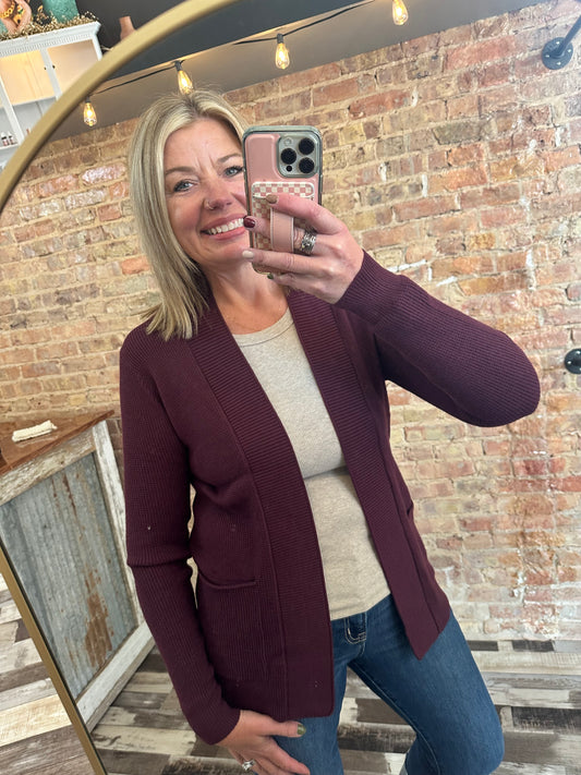 The Dani Open Front Waffle Textured Cardigan