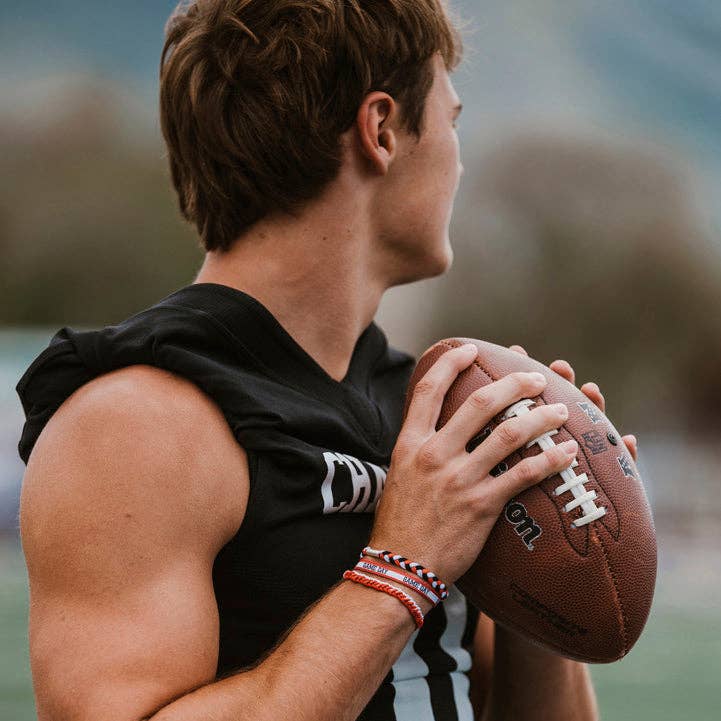 "Game Day" Red, Black & White Hair Tie Bracelets