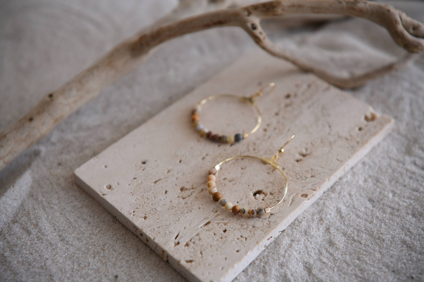 Gemstone and Gold Plated Hoop Earrings