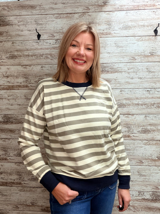 Contrast Stripe Oversized Sweatshirt