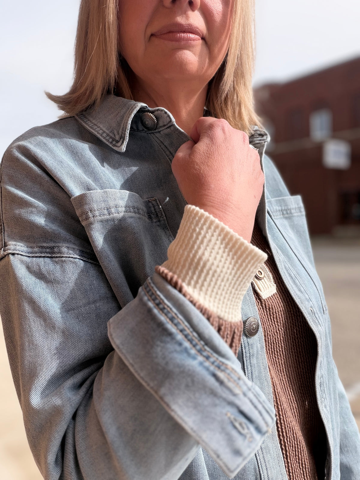 Crisp Morning Oversized Hi/Lo Shacket - Mica