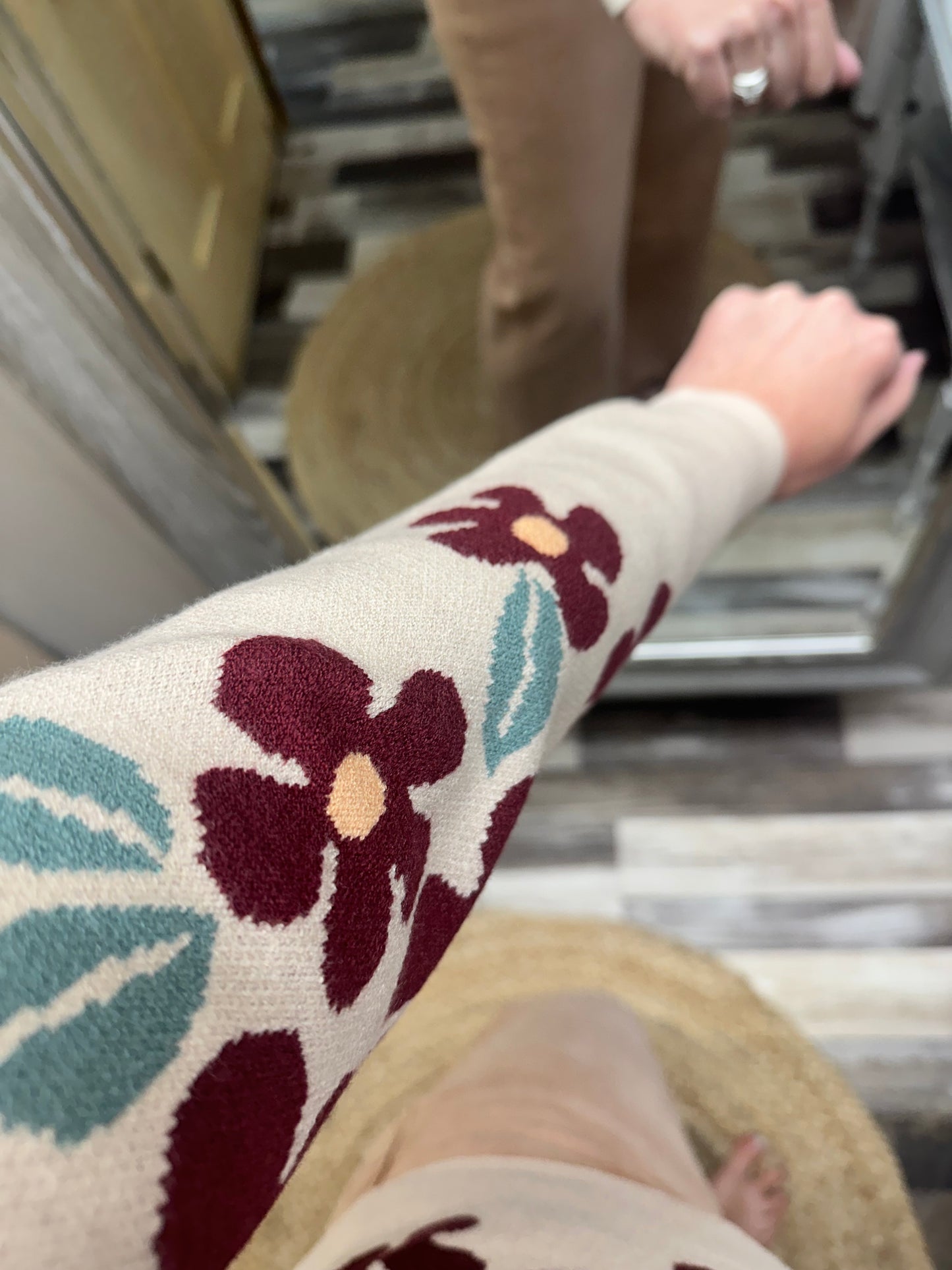 The Candace Floral Jacquard Crew Sweater