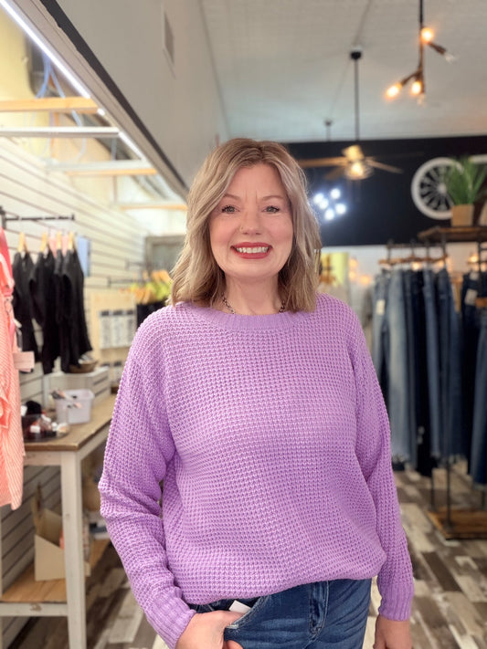 The Allie Hi Lo Waffle Sweater