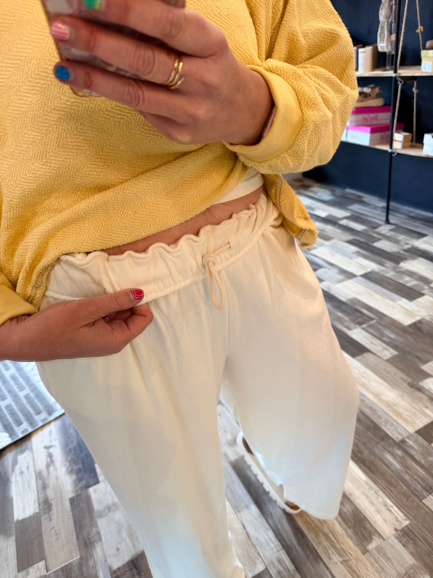 Just Roll With It Fold Over Wide Waist Sweatpant