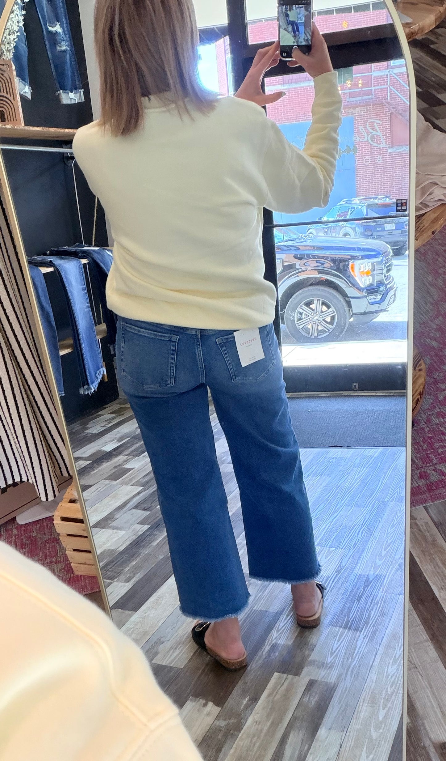 Lovervet High Rise Raw Hem Ankle Wide Leg Jeans