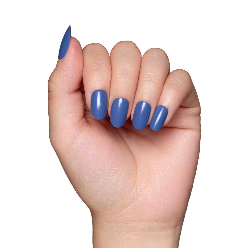 Regal Blue Press-On Nails | Short Round Solid Holiday Nails