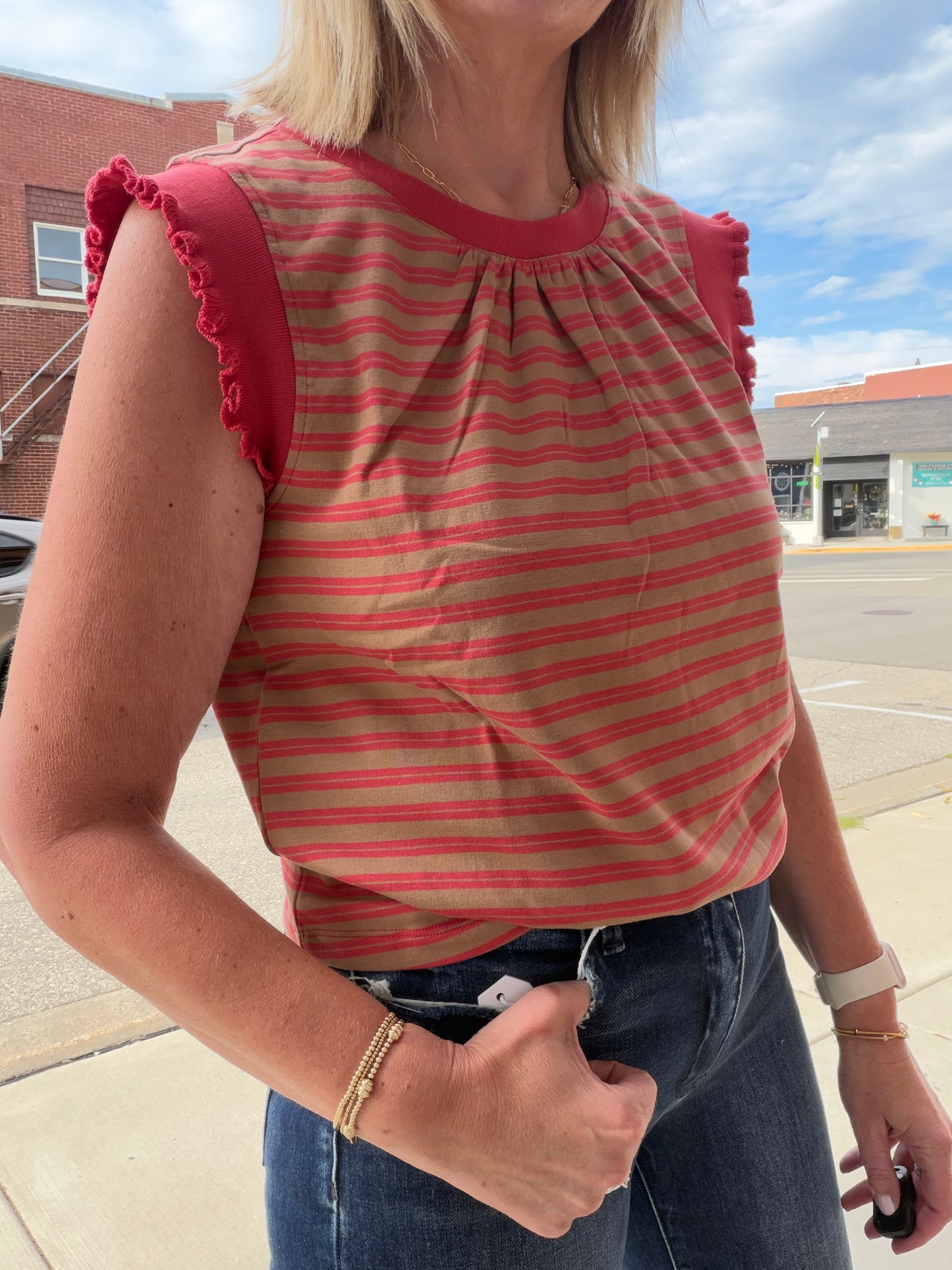 The Jada Ruffled Knit Banded Top
