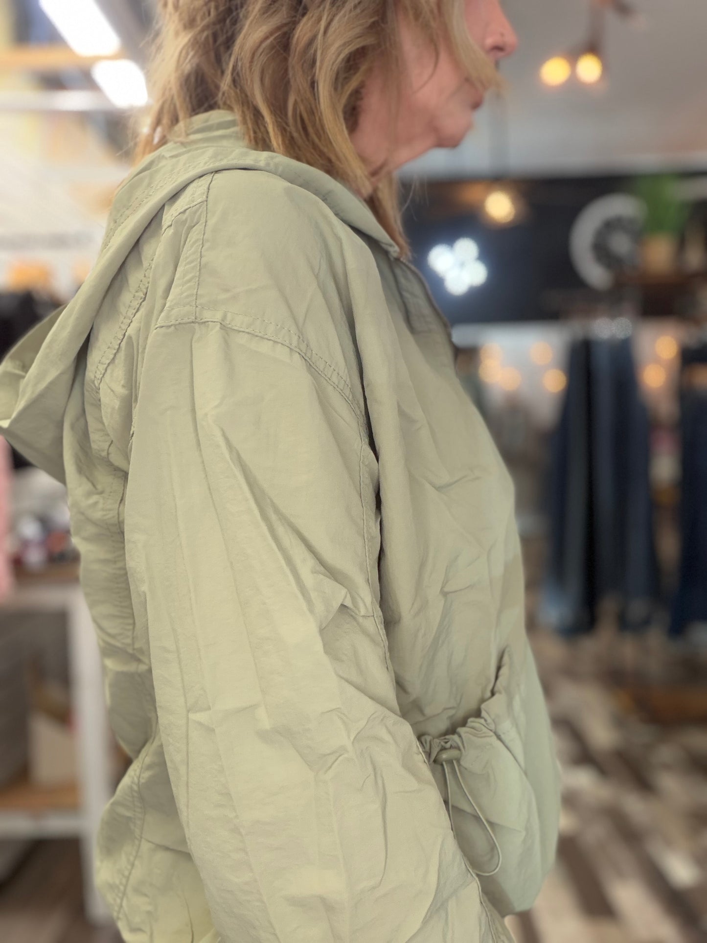 Zip Up Drawstring Hooded Jacket