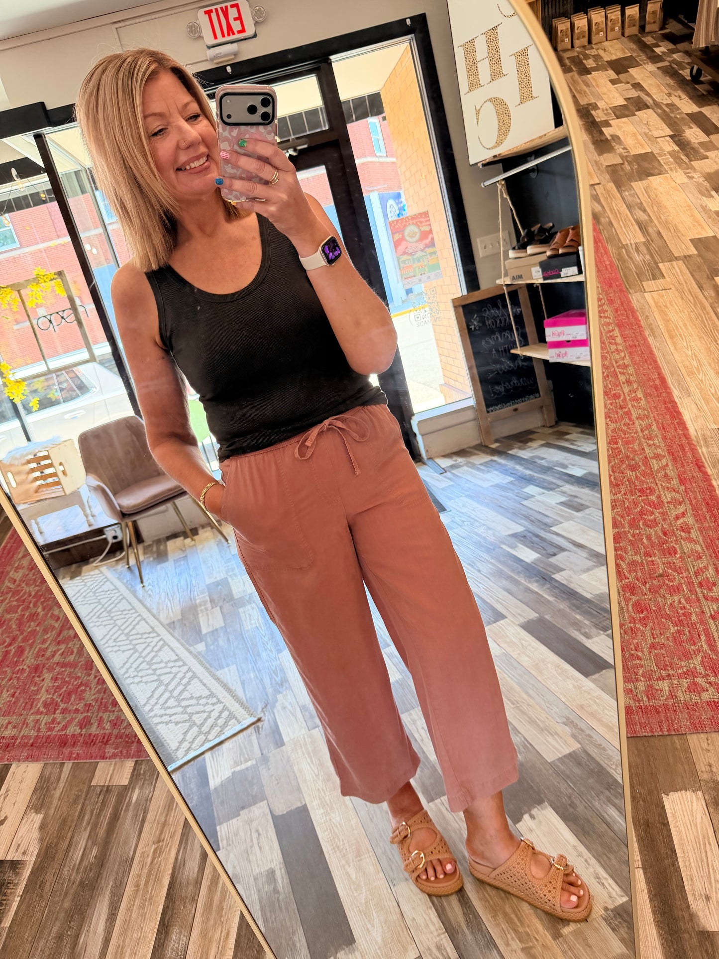 Tencel Drawstring Wide Leg Pants