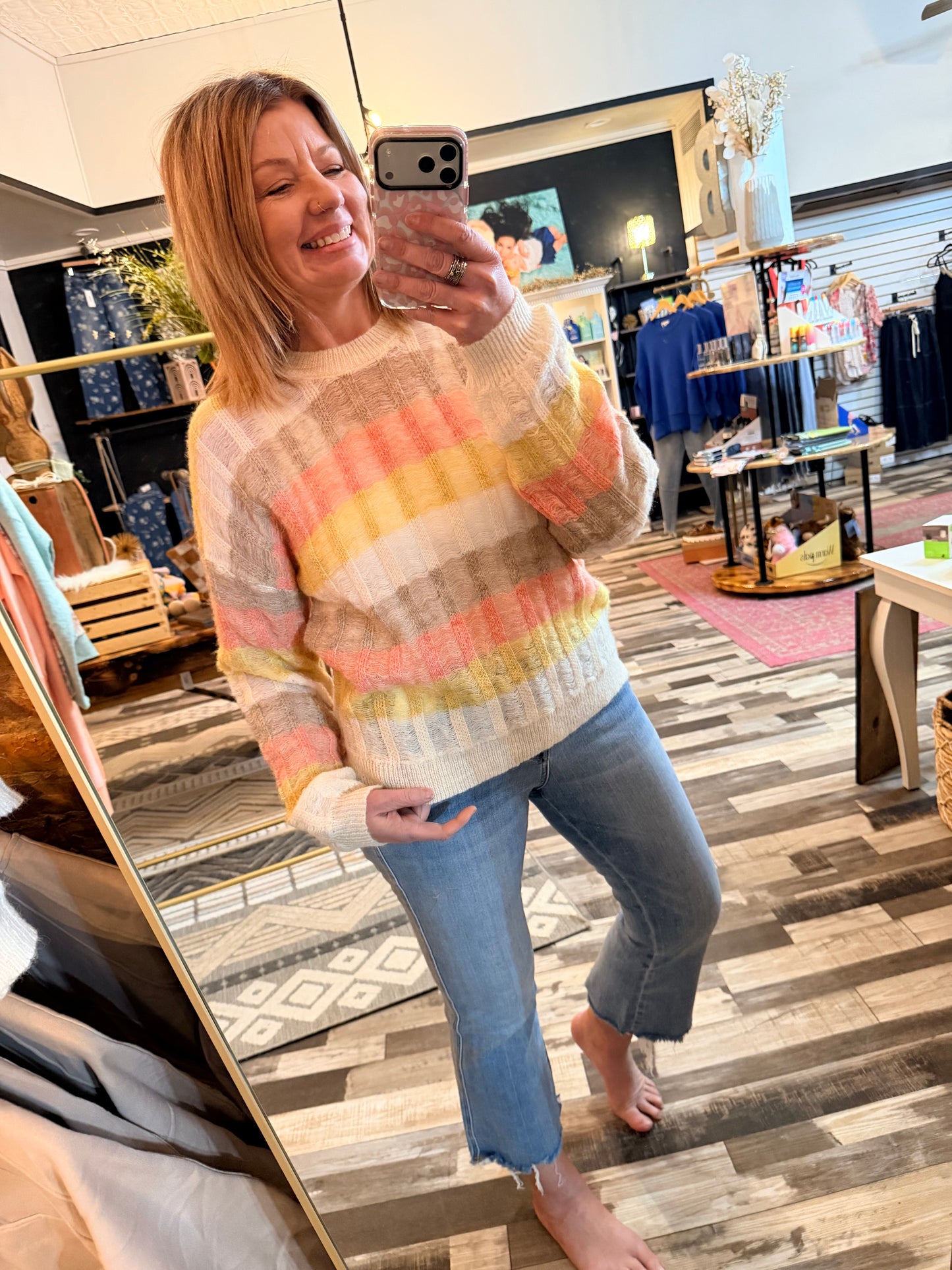 Multi Color Striped Oversize Color