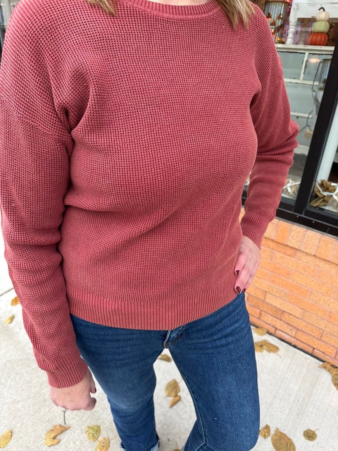 The Baya Crew Neck Mineral Wash Waffle Pullover