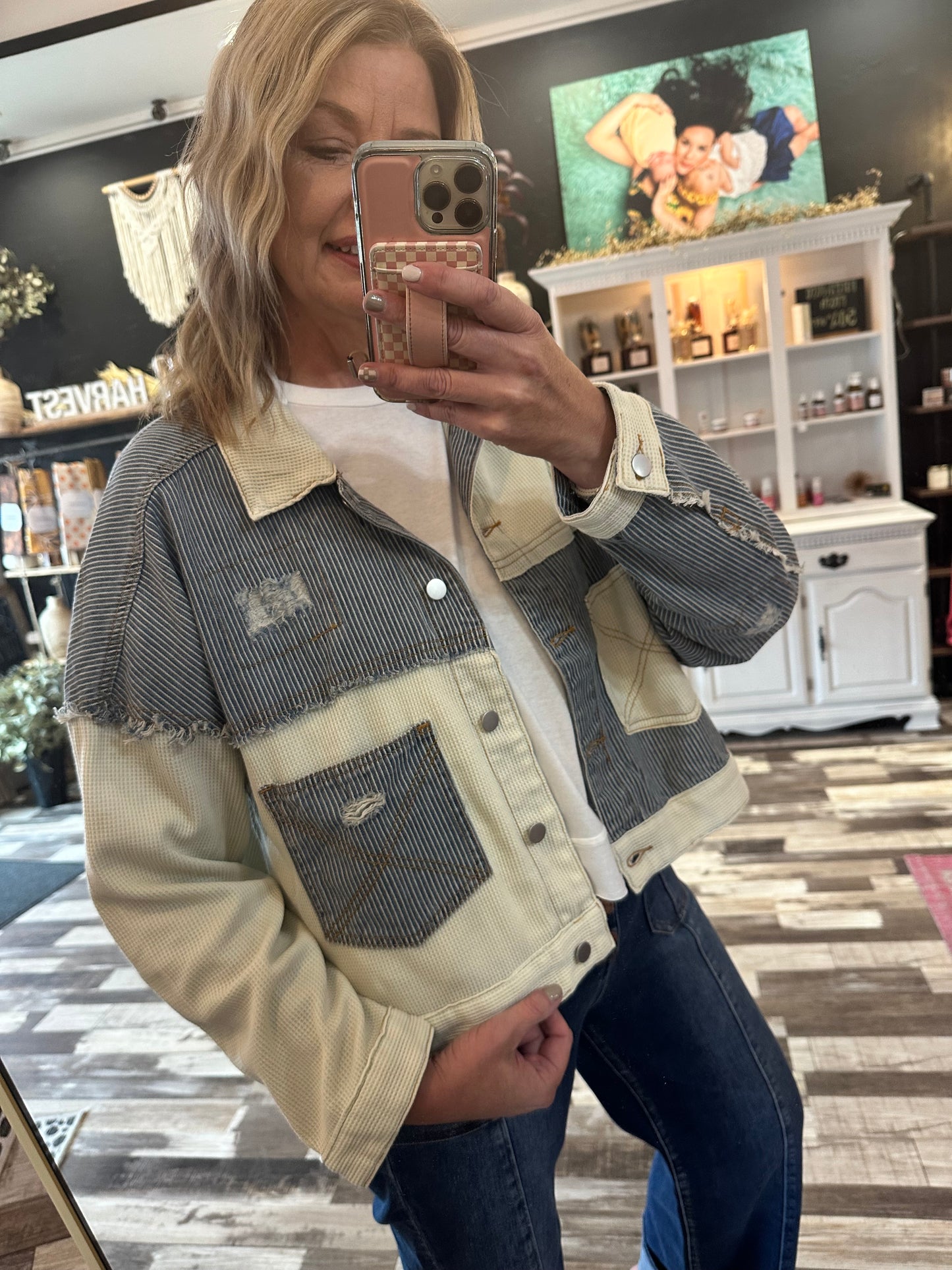 The Rachel Oversized Contrast Pinstripe Button Down Shacket